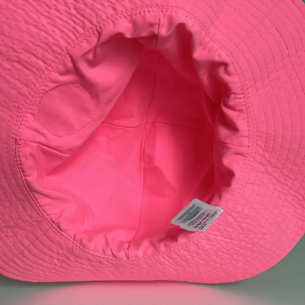 Pink Wide-Brim Hat with Flower Accent